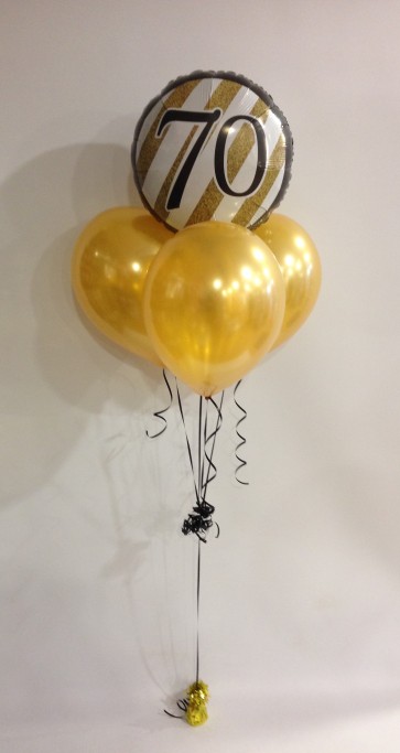 Age 70 Gold and Black Balloon Bundle 