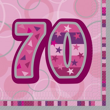 Age 70 Pink Glitz Paper Napkins