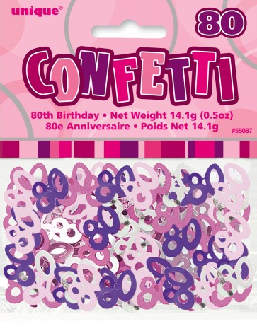 Age 80 Pink Glitz Confetti