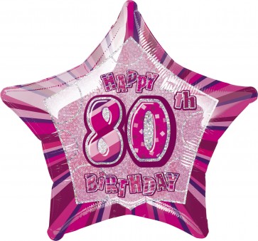 Age 80 Pink Glitz Foil Balloon