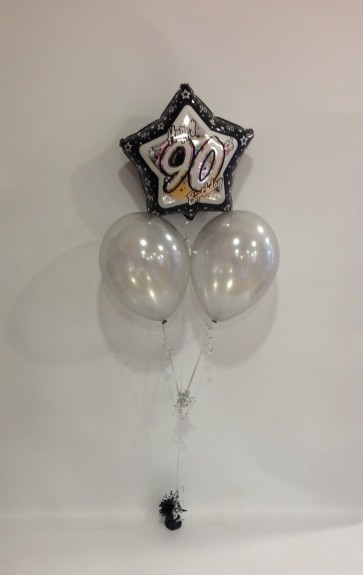 Age 90 Black Glitz & Silver Balloon Bunch 