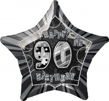 Age 90 Black & Silver Glitz Foil Balloon   