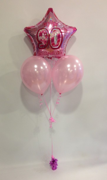Age 90 Pink Glitz Balloon Bunch