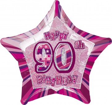 Age 90 Pink Glitz Foil Balloon  