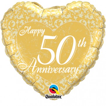 50th Anniversary Heart Foil Balloon