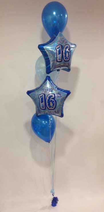 Age 16 2 Foil and 3 Latex Balloon Bunch