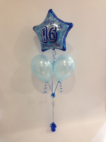  Age 16 Blue Glitz Balloon Bunch 