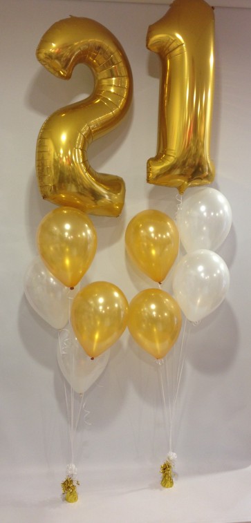 Large Gold 21 Number Balloon Burst