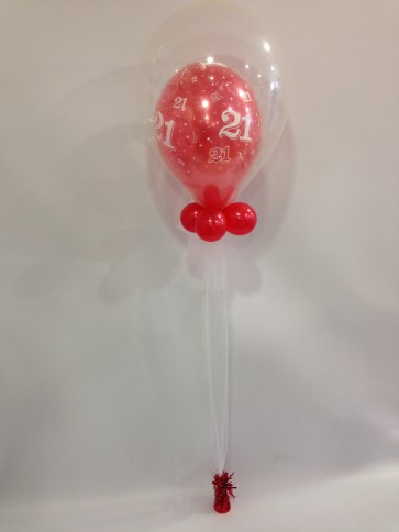 Age 21 Red Double Bubble Balloon