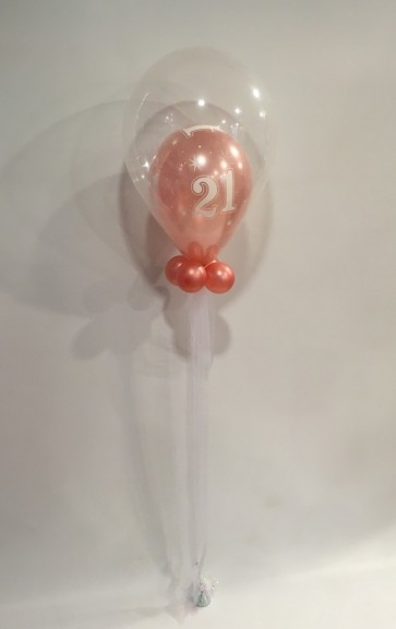 Age 21 Rose Gold Double Bubble Balloon