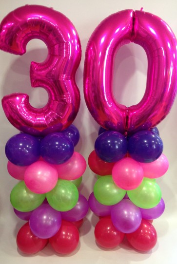 Age 30 Neon Balloon Columns 