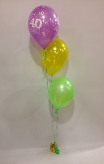 Age 40 Neon Multicoloured 3 Staggered Balloon Bouquet