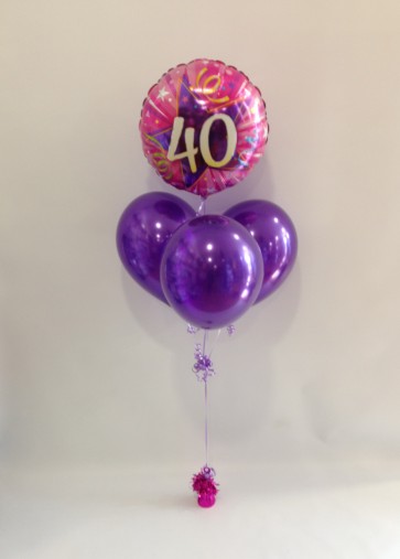 Age 40 Pink and Purple Balloon Bundle