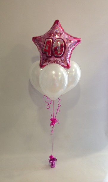 Age 40 Pink Glitz & White Balloon Bundle 