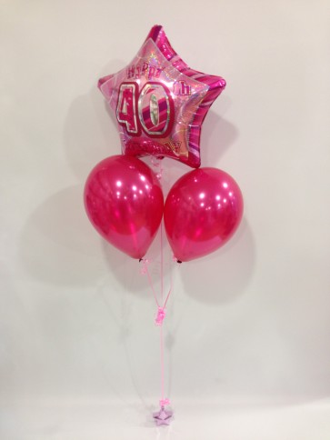 Age 40 Pink Glitz Balloon Bunch 