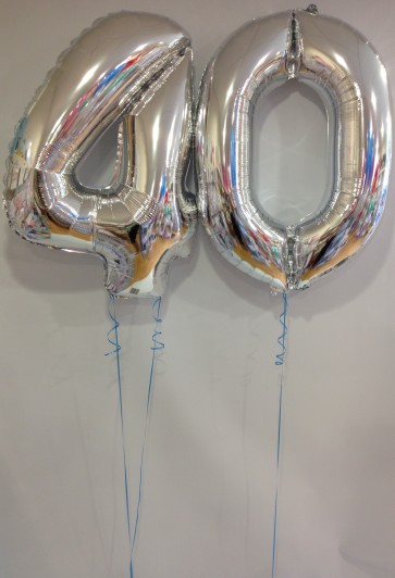 Large Silver 40 Number Balloons