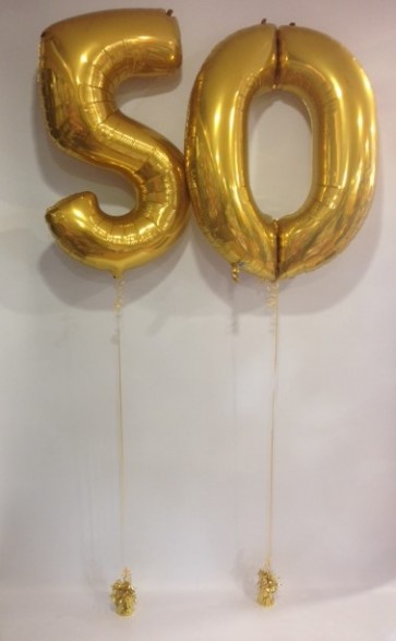 Large Gold 50 Number Balloons 