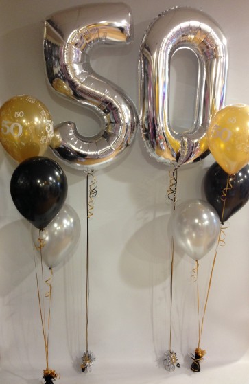 AGE 50 SILVER,BLACK & GOLD CLASSIC BALLOON PACKAGE 