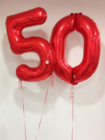 Large Red 50 Number Balloons