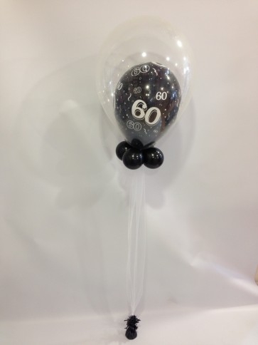 Age 60 Black Double Bubble Balloon