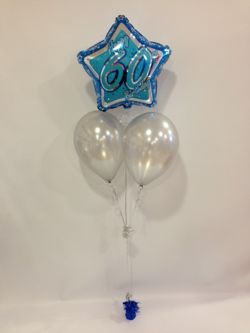 Age 60 Blue Glitz Balloon Bunch