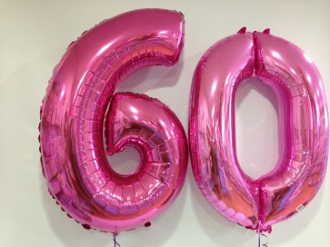 Large Pink 60 Number Balloons