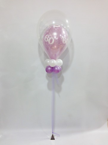 Age 60 Lilac Double Bubble Balloon 