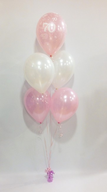 Age 70 Pale Pink and White 5 Latex Bouquet