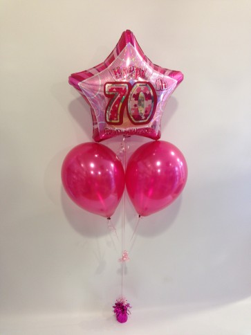 Age 70 Pink Glitz Balloon Bunch