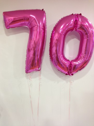 Large Pink 70 Number Balloons