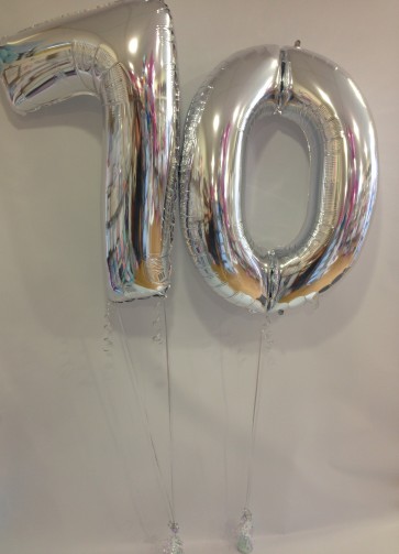 Large Silver 70 Number Balloons