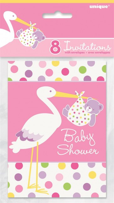 Baby Girl Stork Invitations