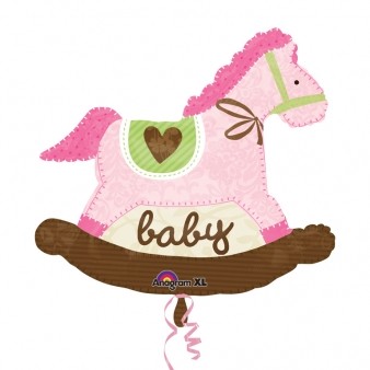Baby Pink Rocking Horse SuperShape Foil Balloon 