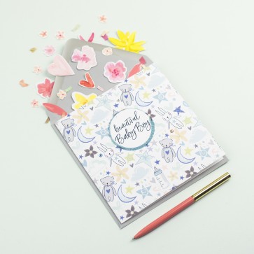 BE44 Beautiful Baby Boy Card 