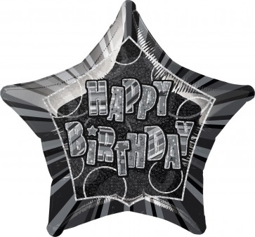 Black Glitz Happy Birthday Foil Balloon 