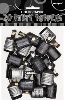 Black and Silver Glitz Party Poppers