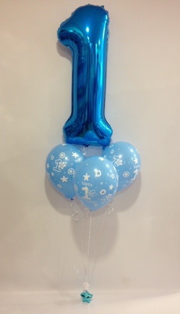 Blue Number 1 With 3 Latex Bouquet 