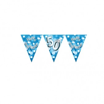 Happy 50th Birthday Blue Flag Banner 