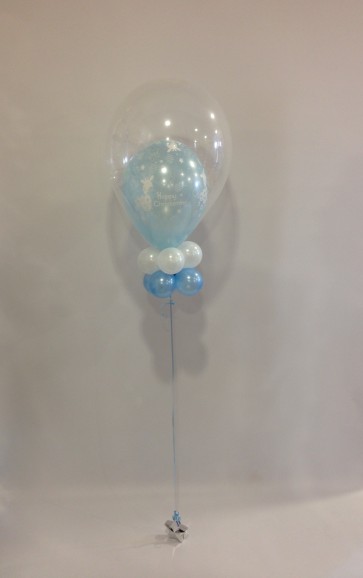 Blue Christening Giraffe Double Bubble with Double Collar 