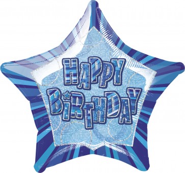 Blue Glitz Happy Birthday Foil Balloon