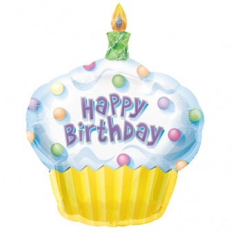 Cupcake Happy Birthday SuperShape Foil Balloon