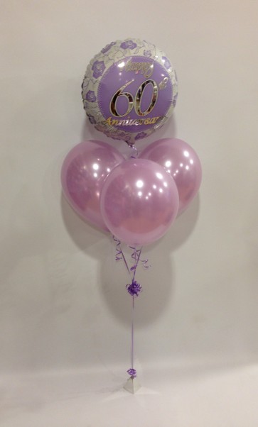 Diamond Anniversary Rose Lilac Balloon Bundle 