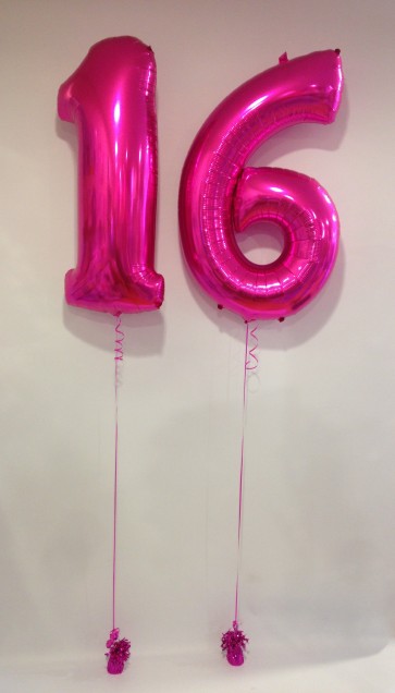 Large Pink 16 Number Balloons