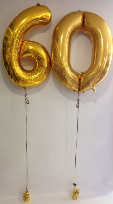 Large Gold 60 Number Balloons 