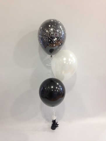 Black and White Engagement 3 Latex Staggered Balloon Bouquet