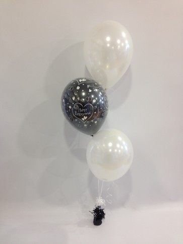 Happy Engagement Black and Silver 3 Latex Staggered Bouquet