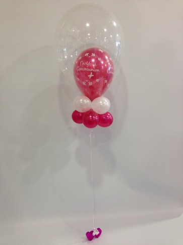 Hot Pink First Holy Communion Double Bubble Balloon 