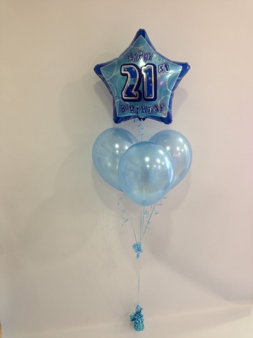 Age 21 Blue Glitz Balloon Bundle 