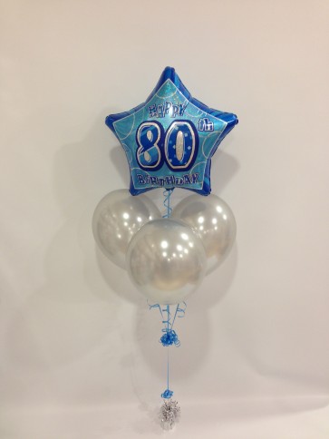 Age 80 Blue Glitz Balloon Bundle 