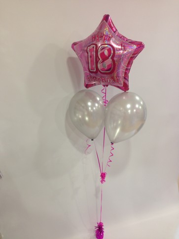 Age 18 Pink Glitz  Balloon Bunch
